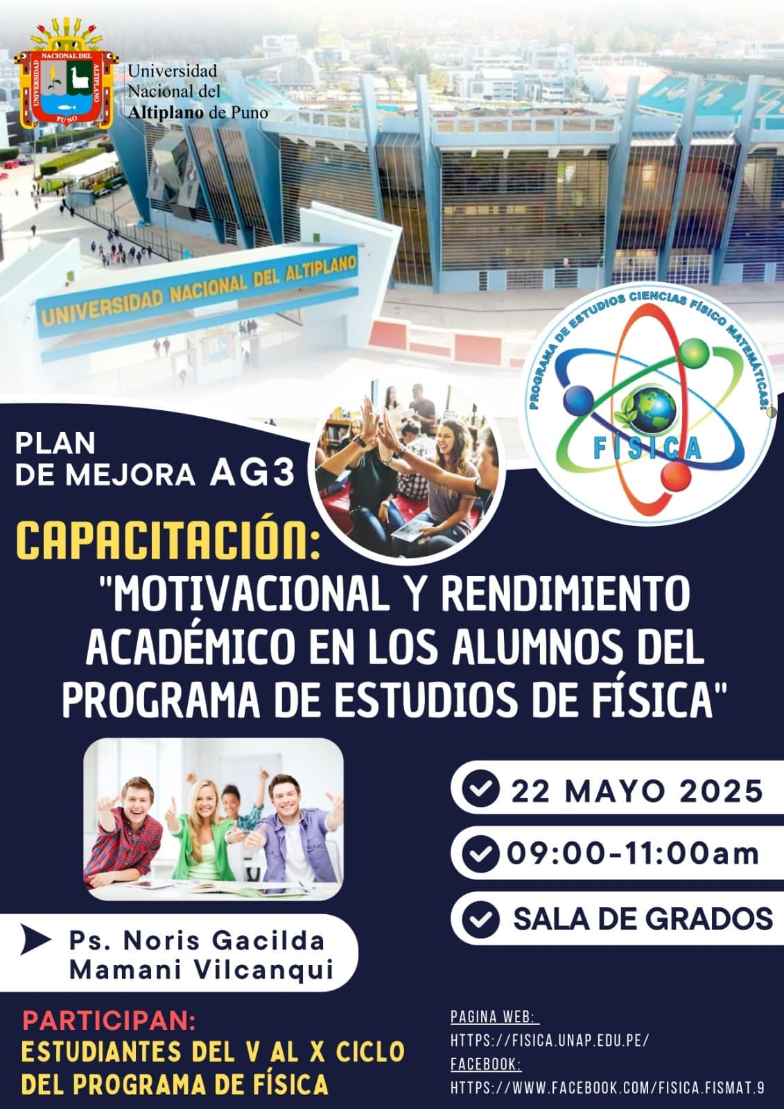 Capacitación motivacional y rendimiento académico en los alumnos del programa de física 2025